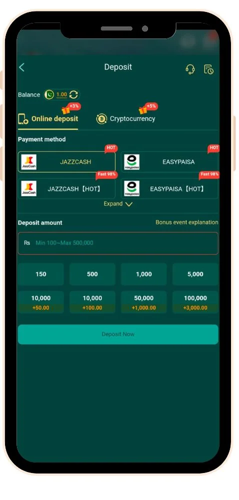 deposit & withdraw